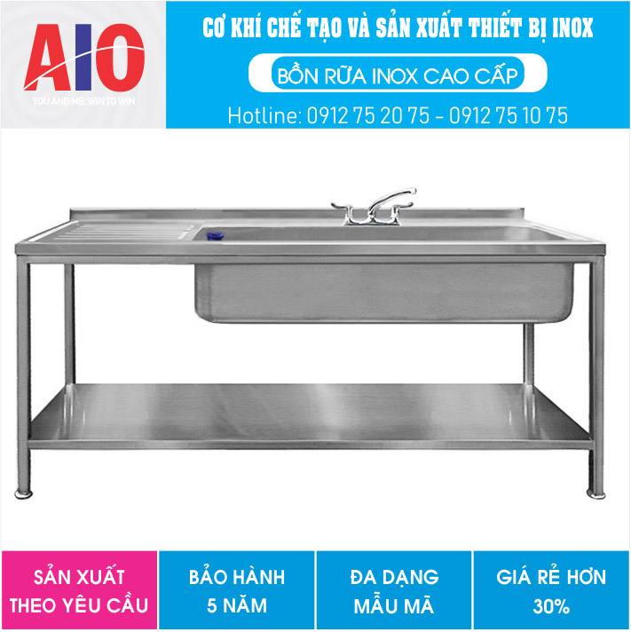 Bồn rửa y tế 115 1 chau rua inox bon doi lien phai aiojsc.com