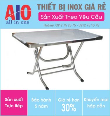 Bàn ăn inox xếp gọn 25 14 ban xep inox chu nhat