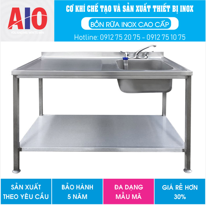 Chậu rửa bát inox 1 hố giá rẻ 115 21 ban rua inox aiojsc.com