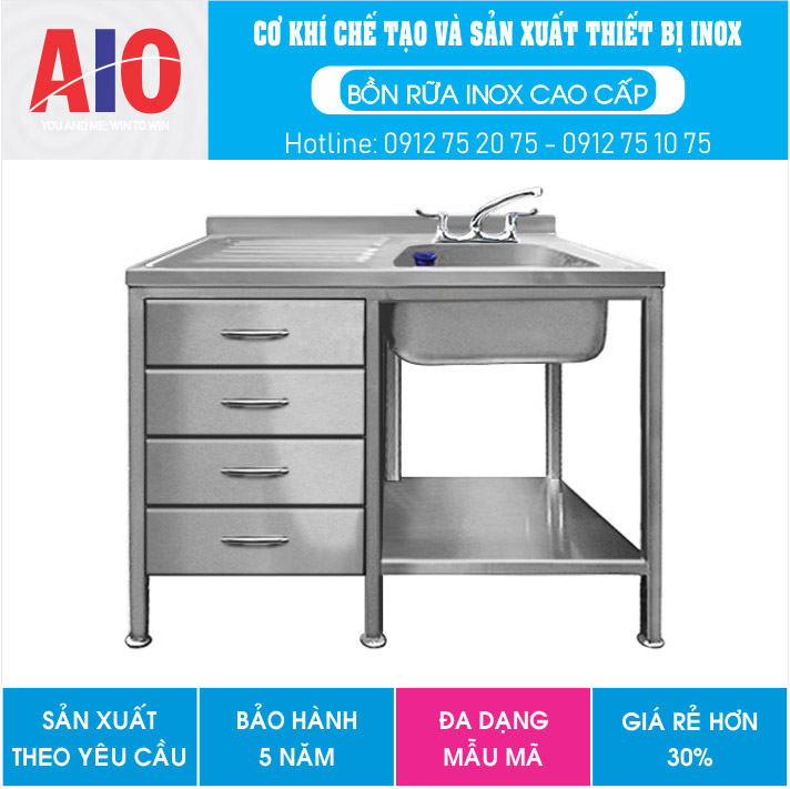 26 tu inox 5 ngan keo co 1 chau rua aiojsc.com