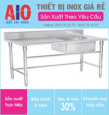 Bàn thao tác inox 1 chậu rữa 25 30 chau rua inox gia re