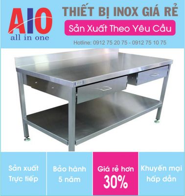 Bàn thao tác inox 2 hộc tủ 25 32 ban thao tac inox co 2 tu